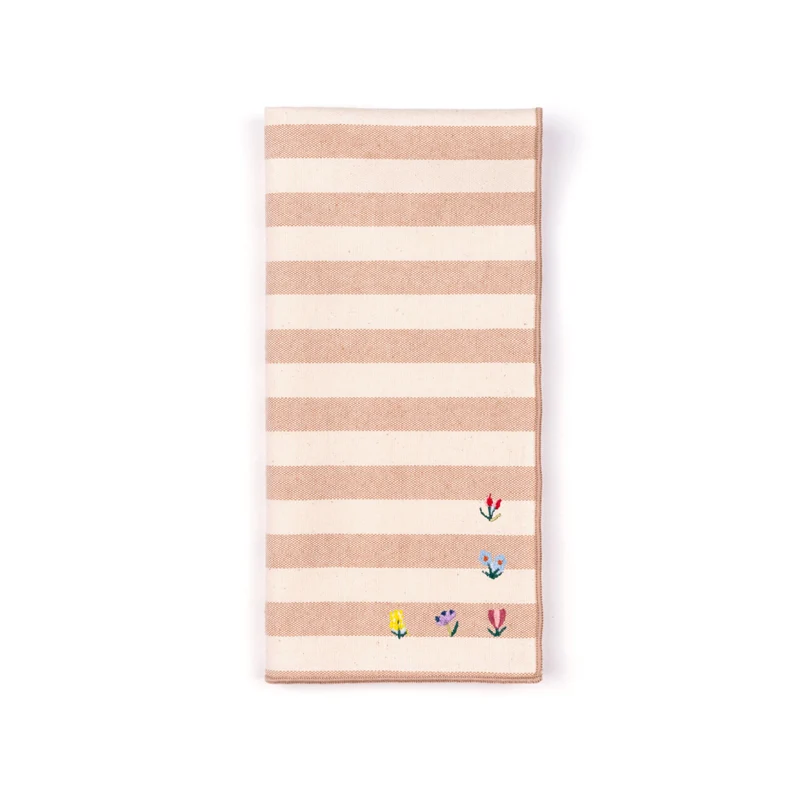 Roupa de mesa Barra, em algodão, com flores bordadas
