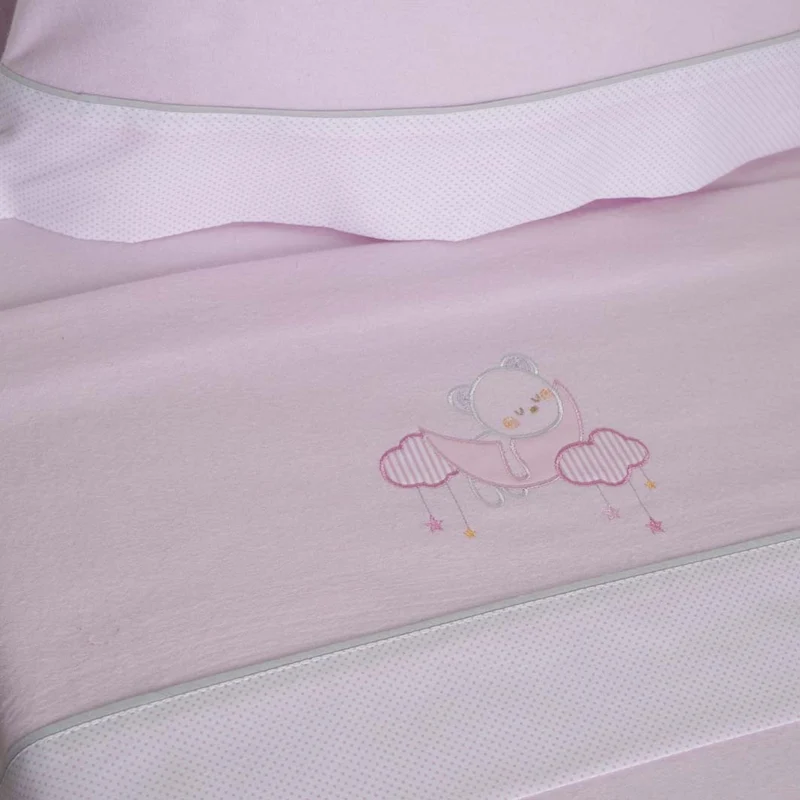 Juego de sábanas cuna franela oso luna 386 rosa