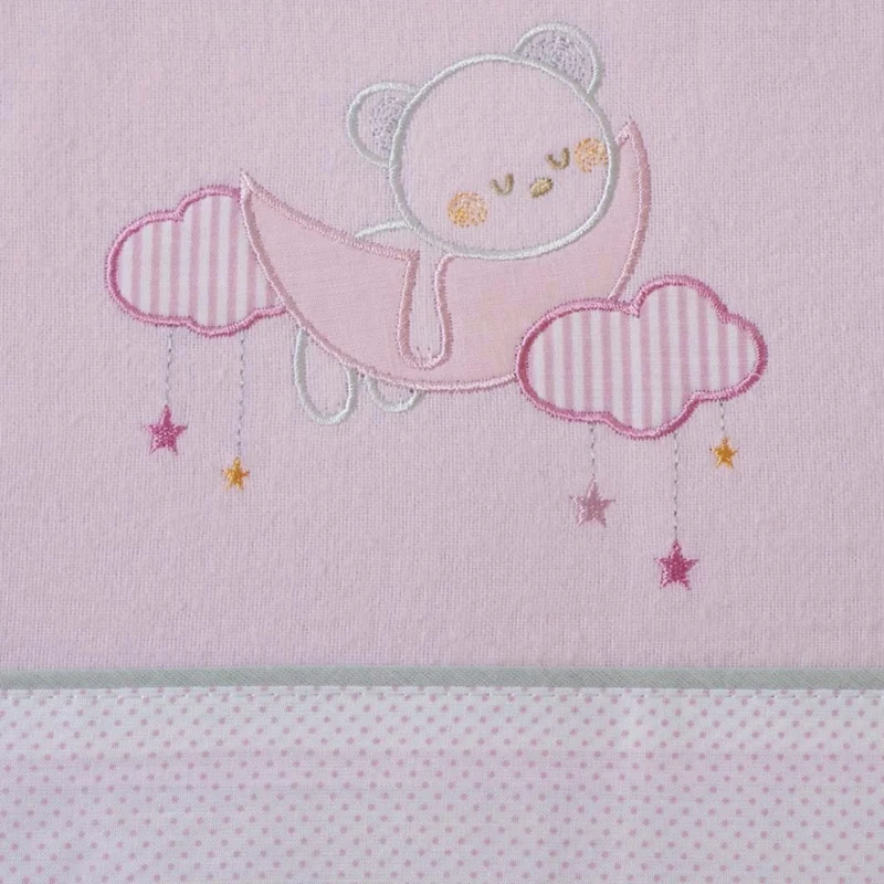 Juego de sábanas cuna franela oso luna 386 rosa