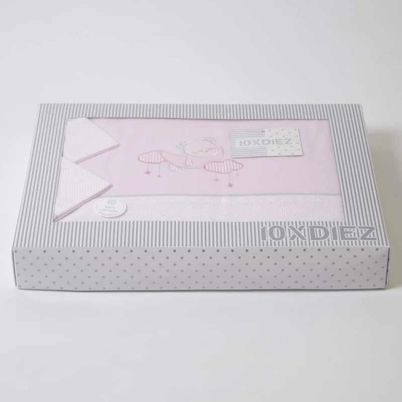 Juego de sábanas cuna franela oso luna 386 rosa