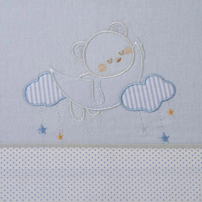 Juego de sábanas cuna franela oso luna 386 blanco/azul