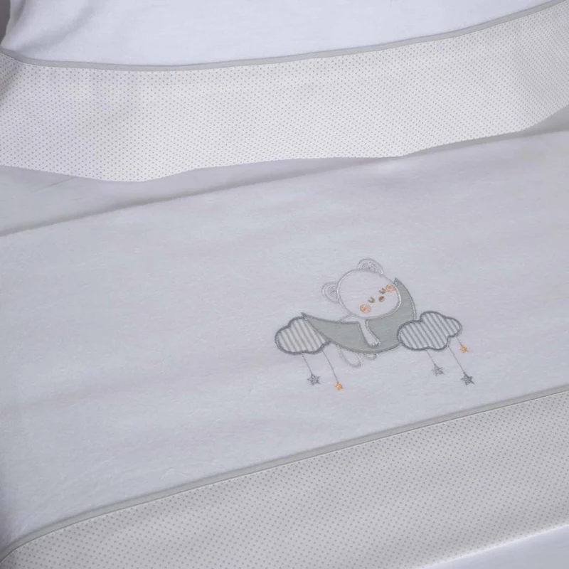 Juego de sábanas cuna franela oso luna 386 blanco/gris