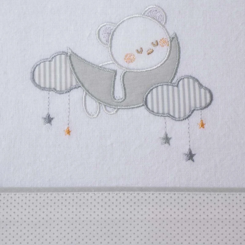 Juego de sábanas cuna franela oso luna 386 blanco/gris