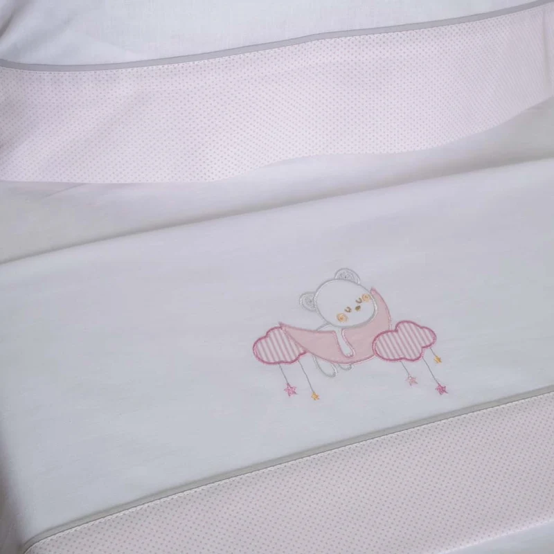 Juego de sábanas cuna oso luna 386 bco/rosa