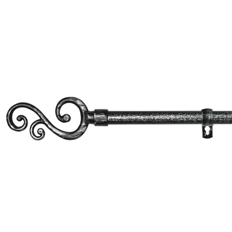 Barra De Cortinas Universal Extensible Metal Forma S- Negro+Gris