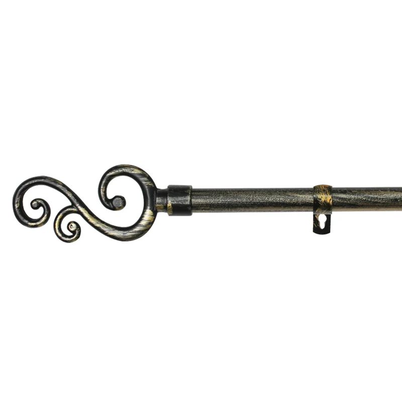 Barra De Cortinas Universal Extensible Metal Forma S- Negro+Dorado