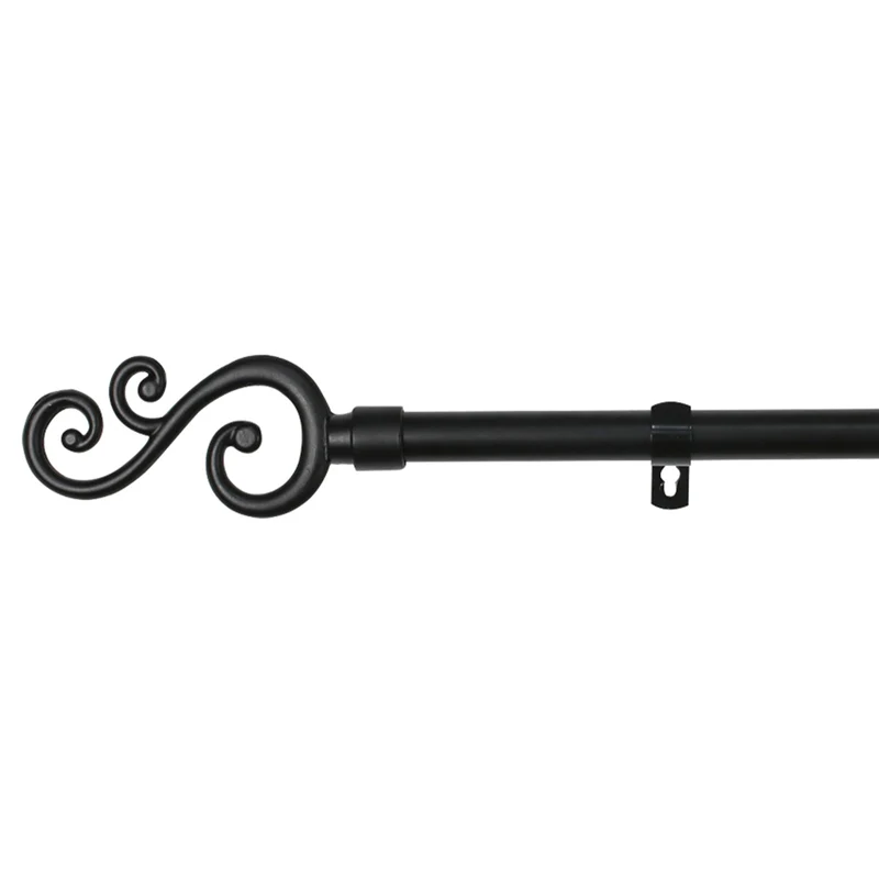 Barra De Cortinas Universal Extensible Metal Forma S- Negro