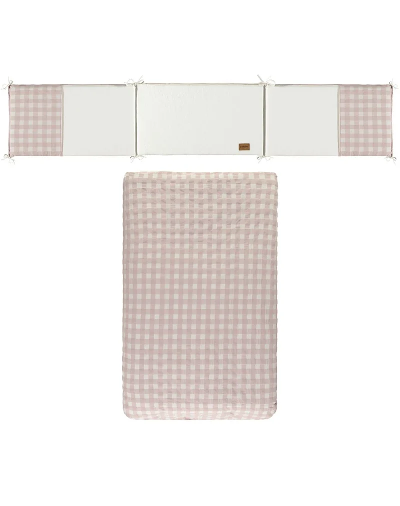 Colcha + protector cuna - CHECKS ROSA