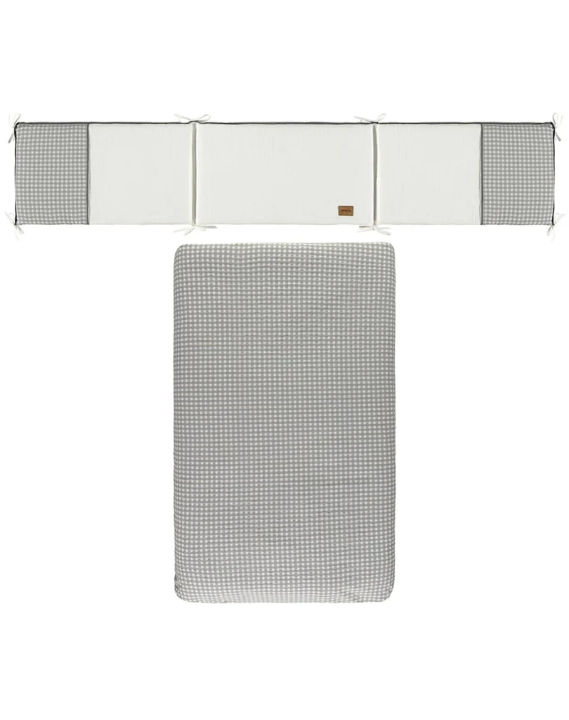 Colcha + protector cuna - CHECKS GRIS