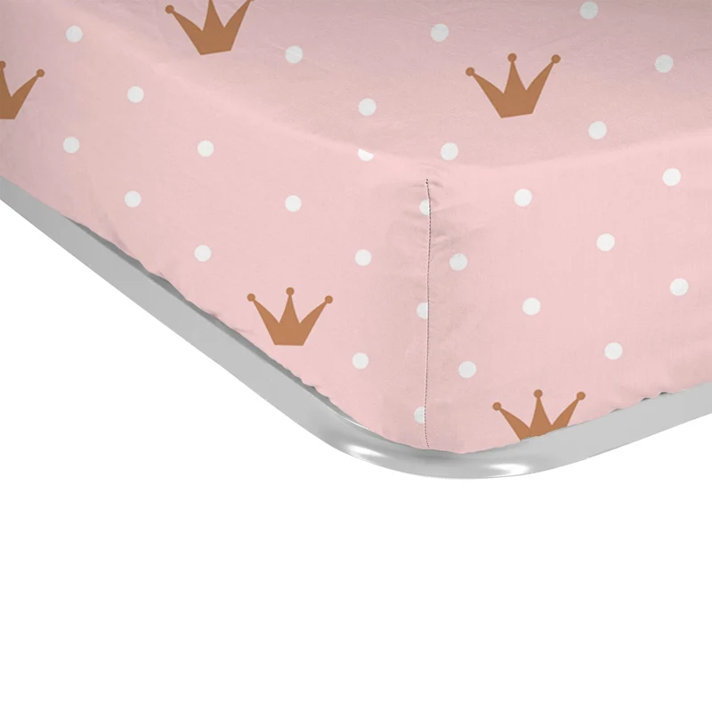 Sábana bajera Estampada Infantil Coronas Rosa