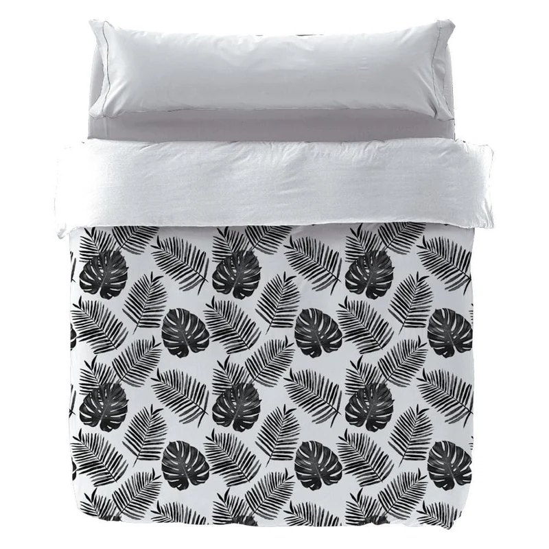 Funda nórdica Hojas Tropicales Blanco y Negro