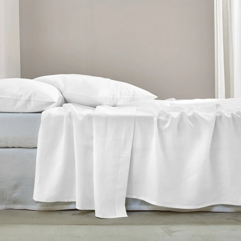 Sábana encimera básica de lino lavado blanco óptico