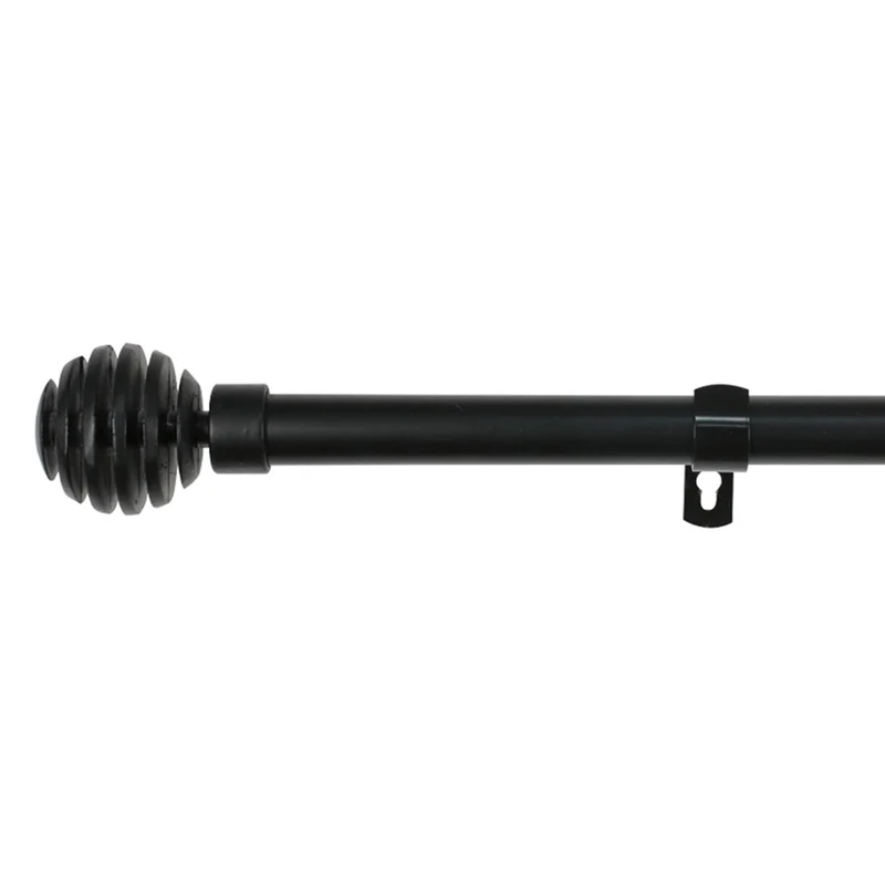 Barra De Cortinas Universal Extensible Metal Bola Rota. Negro