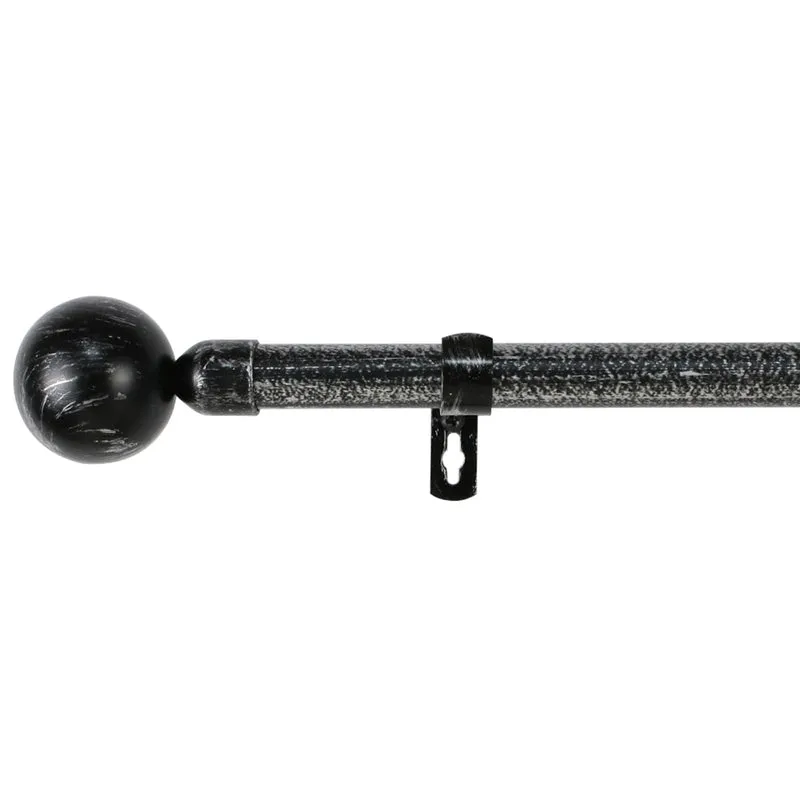 Barra De Cortinas Universal Extensible Metal Bola. Negro+Gris