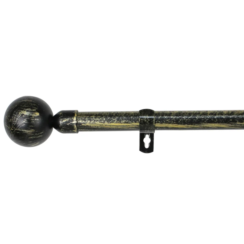 Barra De Cortinas Universal Extensible Metal Bola. Negro+Dorado
