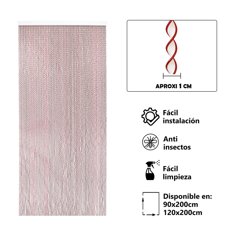 Cortina para Puerta Tiras PVC - Modelo Espiral - Blanco+Filo Granate R6