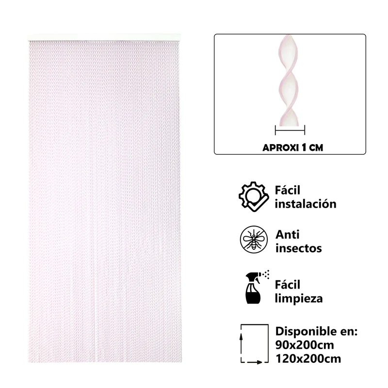 Cortina para Puerta Tiras PVC - Modelo Espiral - Blanco+Filo Lila R5