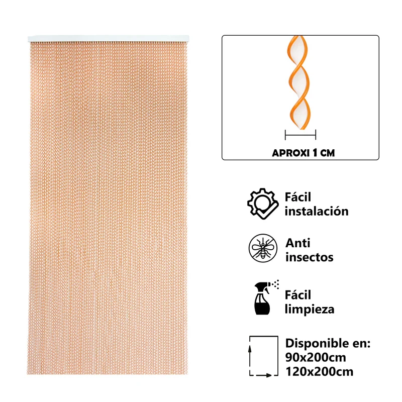 Cortina para Puerta Tiras - Modelo Espiral - Blanco+Filo Amarillo R4