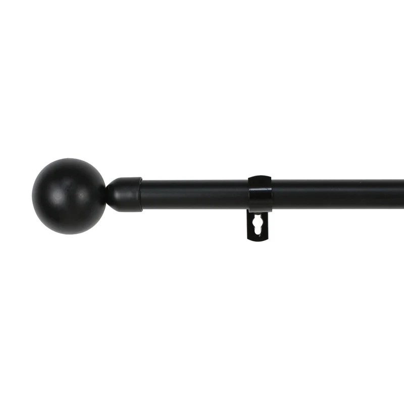 Barra De Cortinas Universal Extensible Metal Bola. Negro