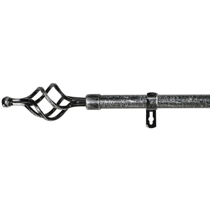 Barra De Cortinas Universal Extensible Metal Trenza. Negro+Gris