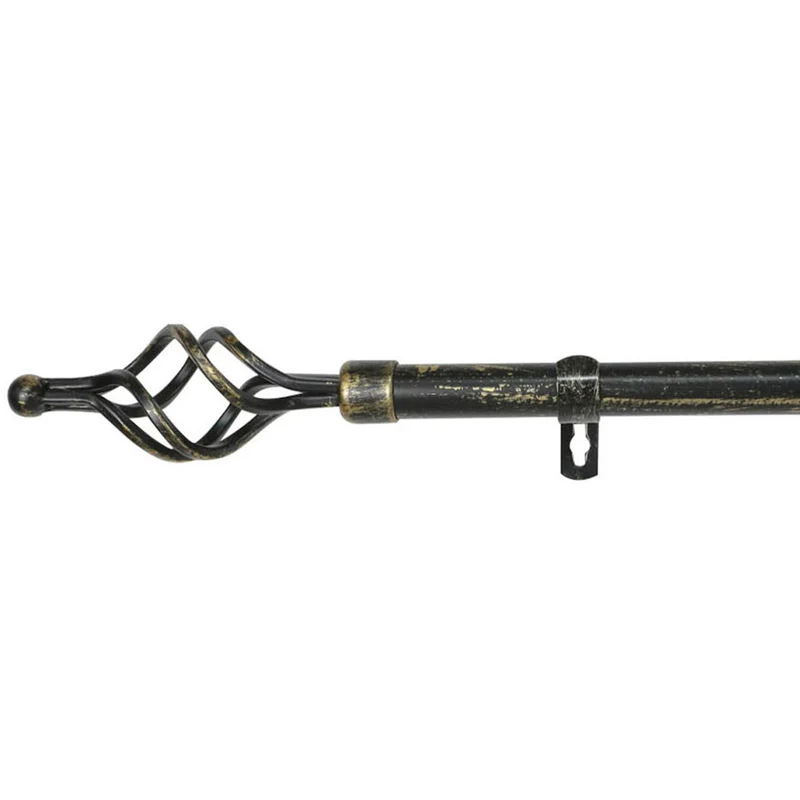 Barra De Cortinas Universal Extensible Metal Trenza. Negro+Dorado