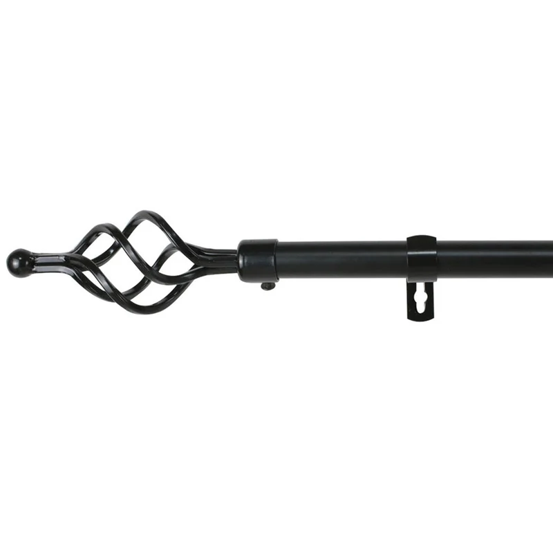 Barra De Cortinas Universal Extensible Metal Trenza. Negro
