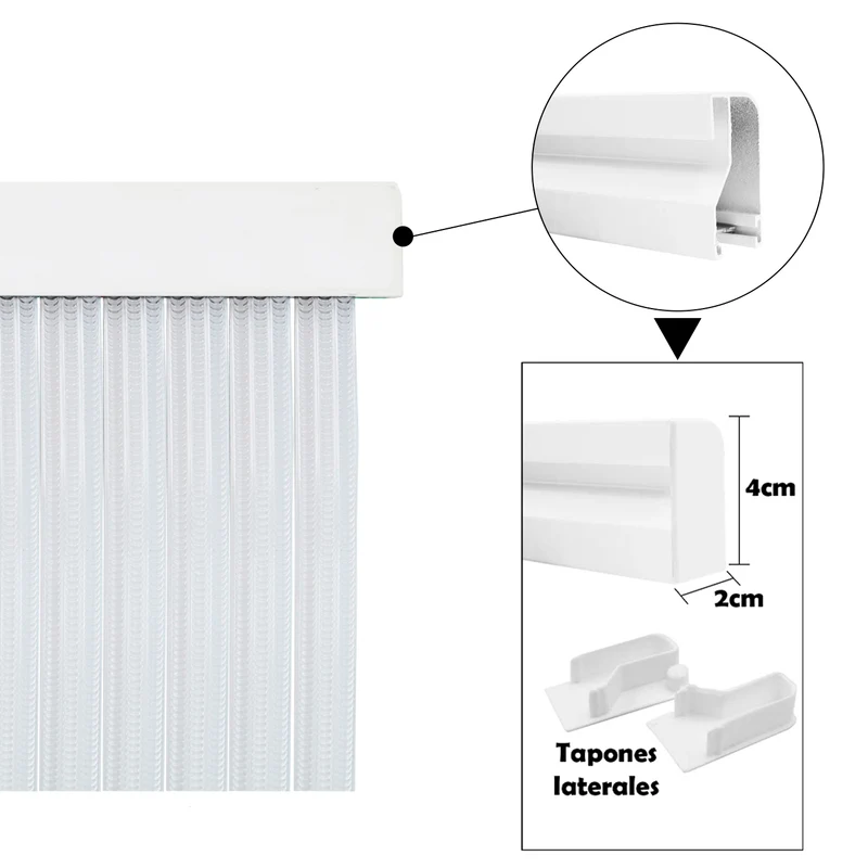 Cortina para Puerta Tiras PVC 210x90cm - Modelo Tosca - Transparente +Filo Marrón P3