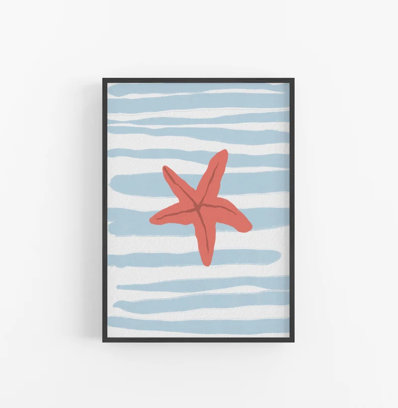 Cuadro Marino Estrella Coral Azul Claro
