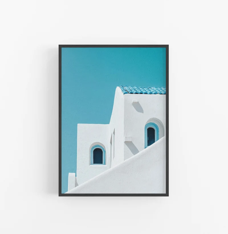 Cuadro Minimalista Arquitectonico Blanco Azul