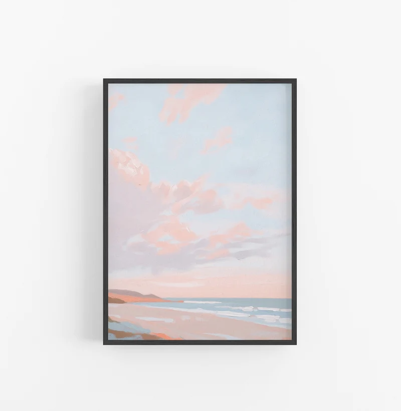 Cuadro Paisaje Pastel Azul Rosa