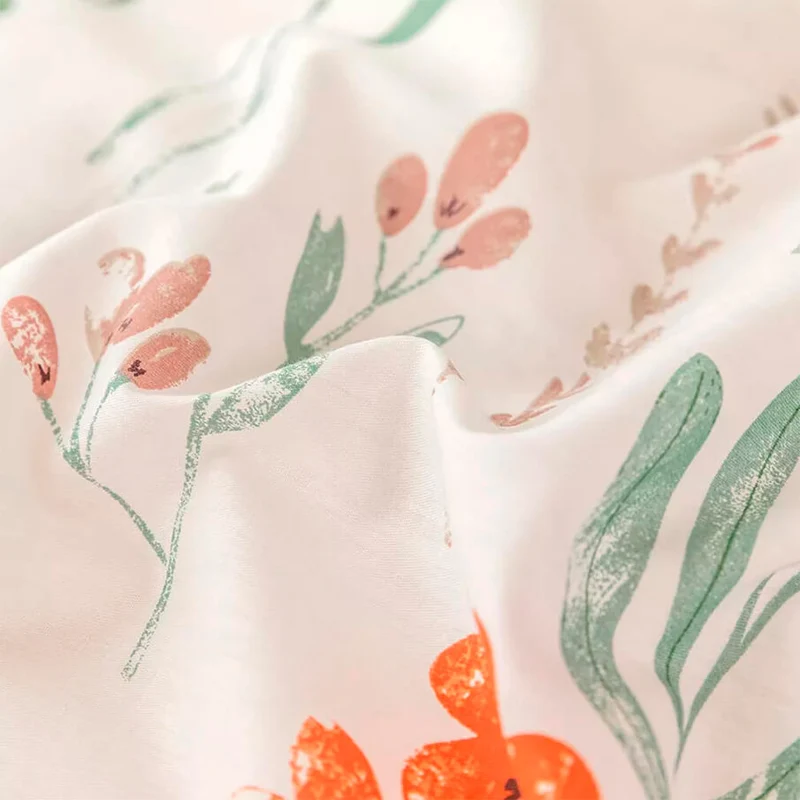 Funda Nórdica de Flores Amarillas y Naranjas 100% algodón 200 hilos - Reversible y cierre cremallera