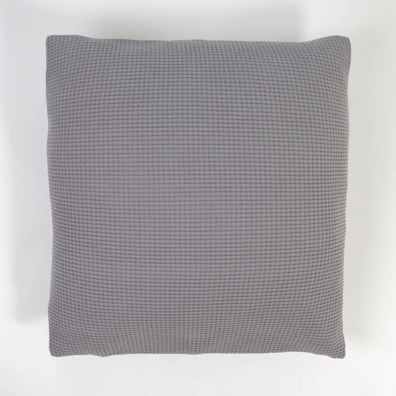 Funda de cojín nido abeja algodón gris 214
