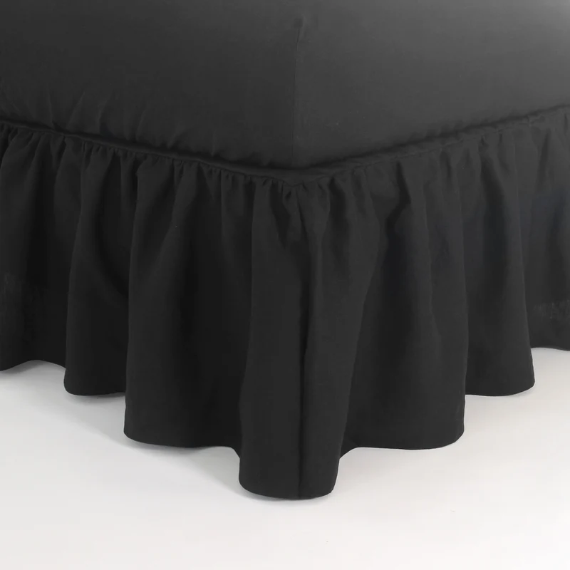 Cubre-sommier con frunces de lino tinta negra
