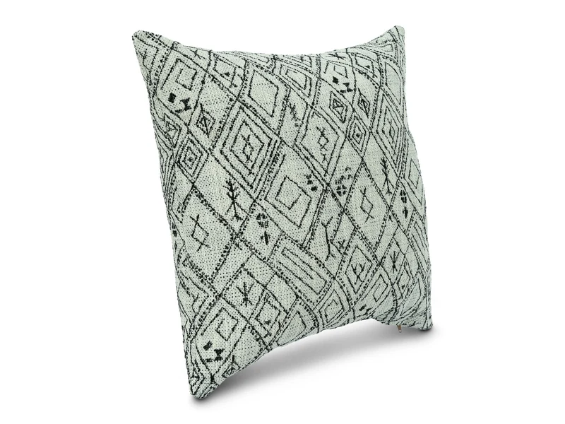 Cojin Glam Celeste Negro Cuadrado Mediano