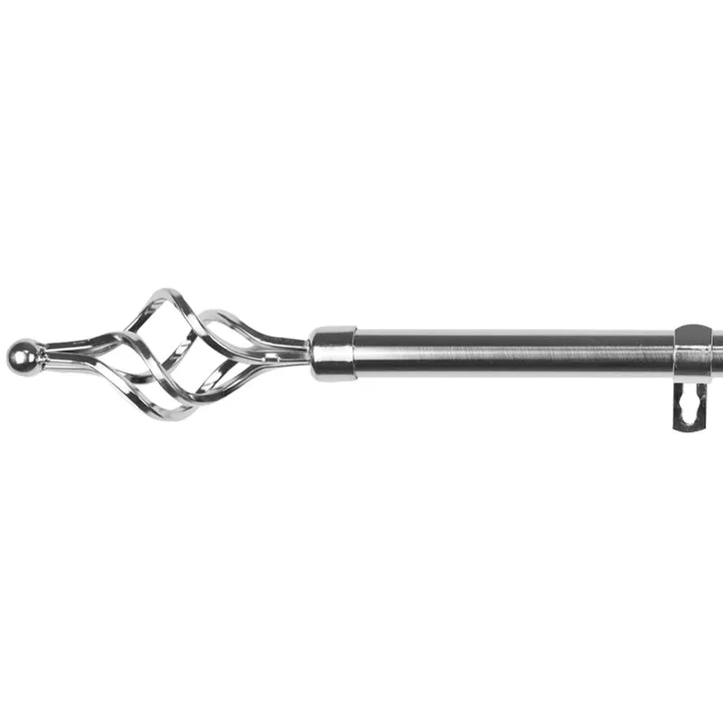 Barra De Cortinas Universal Extensible Acero Trenza. Plata