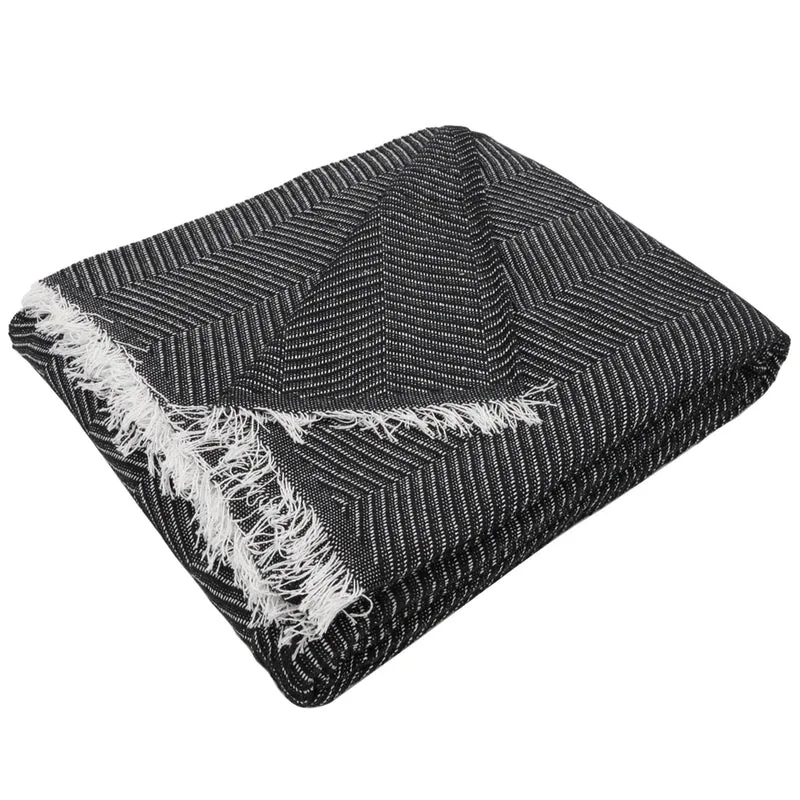 Colcha multiusos, plaid - Espiga Negro Blanco