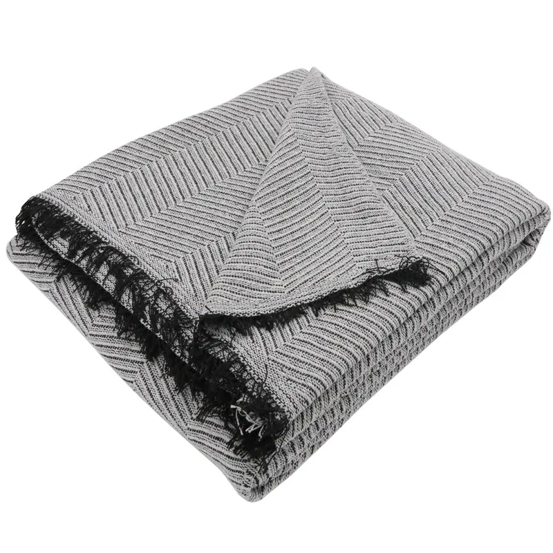 Colcha multiusos, plaid - Espiga Gris Negro