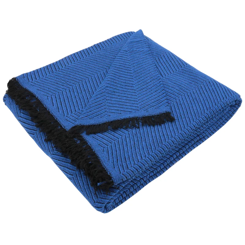 Colcha multiusos, plaid - Espiga Azul Negro