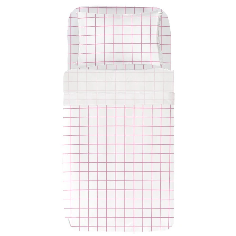 Juego Sábanas Bebé Estampado Cuadro Rosa