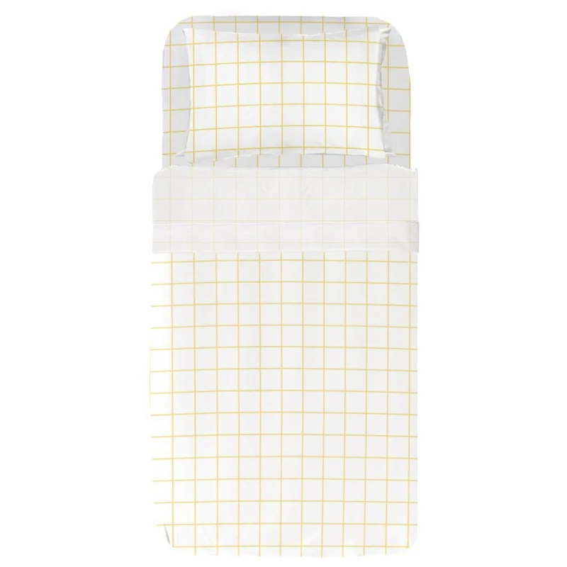 Juego Sábanas Bebé Estampado Cuadro Amarillo