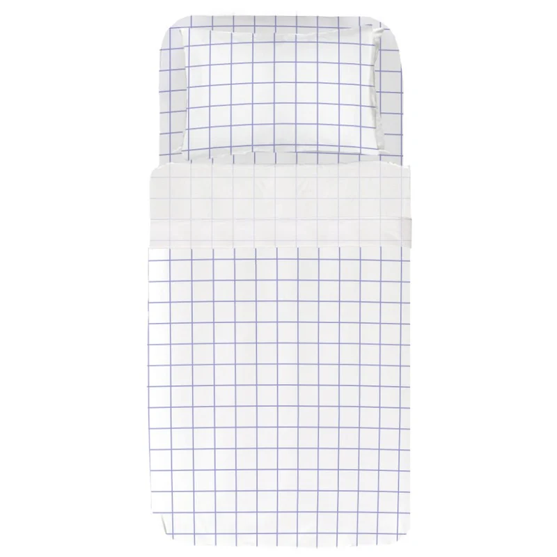 Juego Sábanas Bebé Estampado Cuadro Lavanda