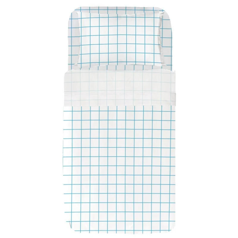Juego Sábanas Bebé Estampado Cuadro Blue