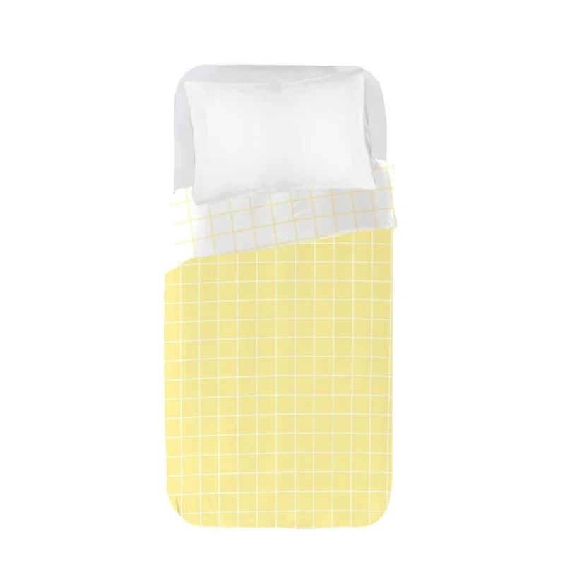 Funda nórdica Bebé Reversible Cuadro Amarillo