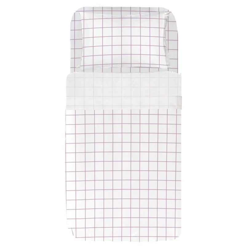 Juego Sábanas Estampadas Cuadro Malva