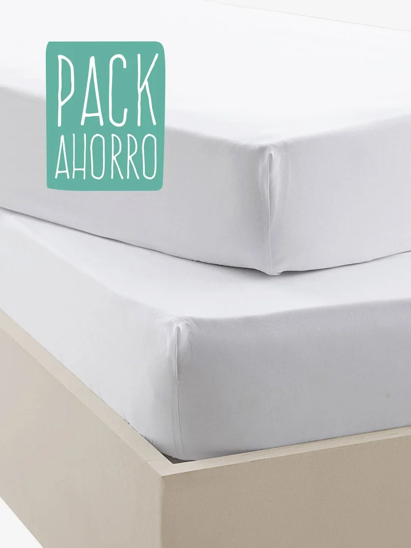 Pack Sábanas Bajeras Algodón Percal de 200 hilos Blanco