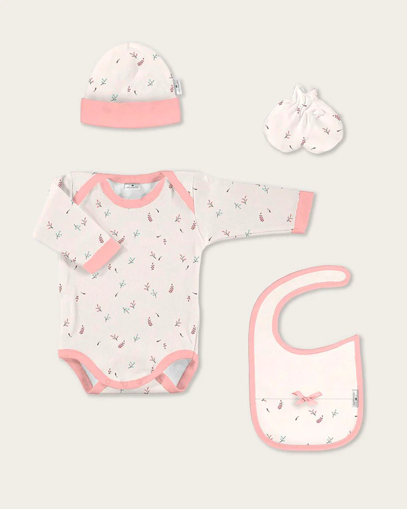 Set Bebé 5 Piezas Flores Botánico - Rosa Bebé