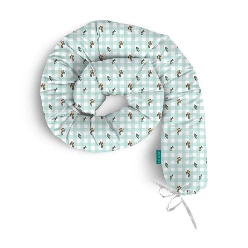 Rulo protector cuna Vichy Flor Agua Marina