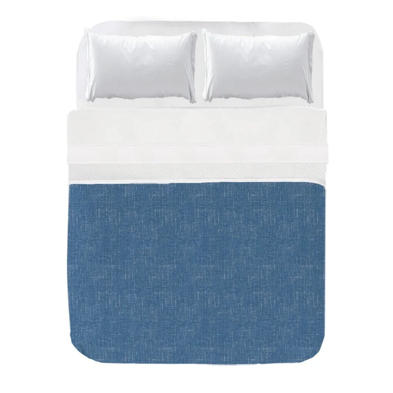 Colcha Estampado Textura Lino Azul Marino