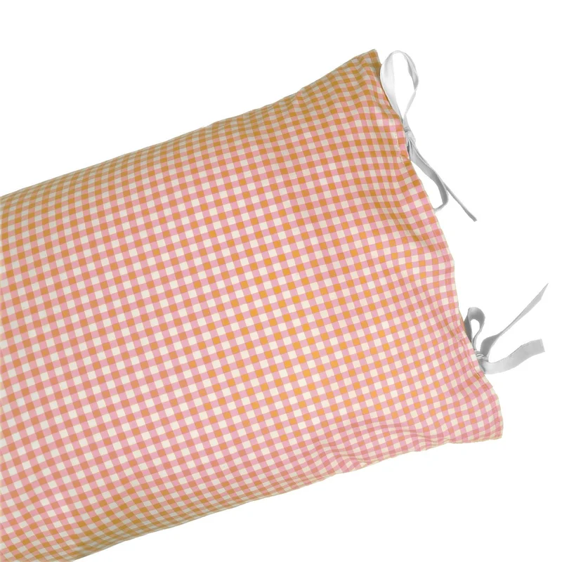 Funda Almohada Infantil Vichy Rosa Amarillo con lazo