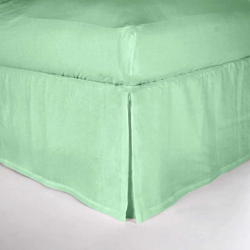 Cubre-sommier con esquinas abiertas de lino verde menta